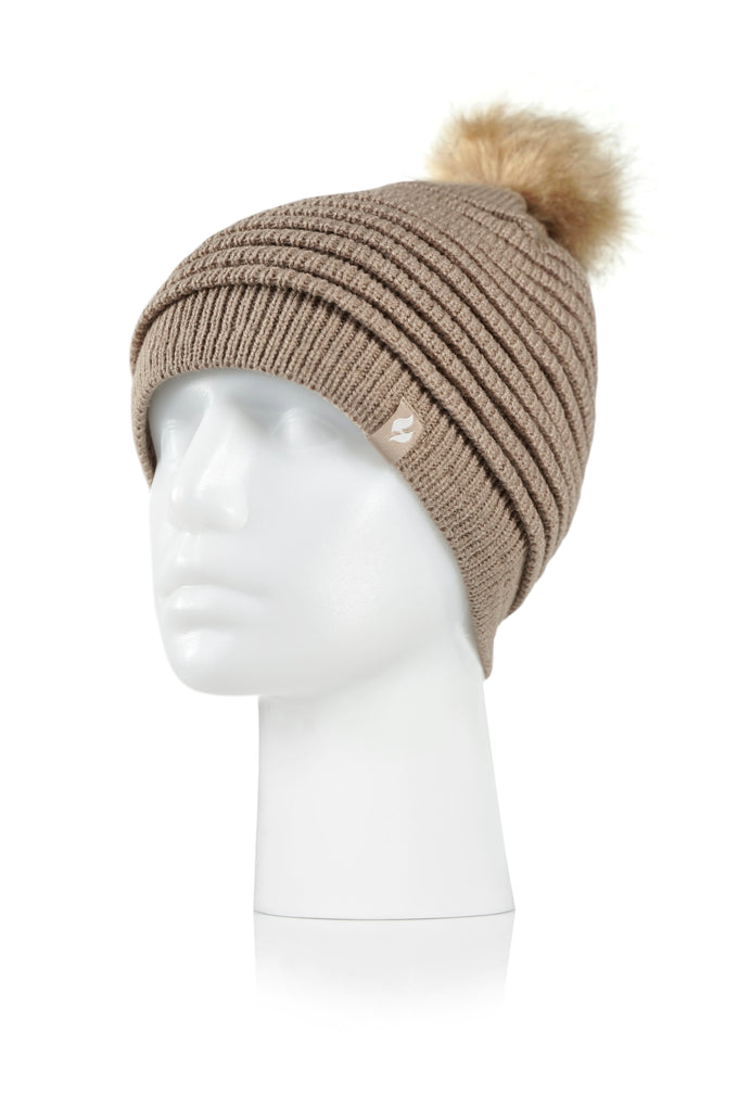 Women's Cannes Ribbed Hat With Pom Pom - Main Image
