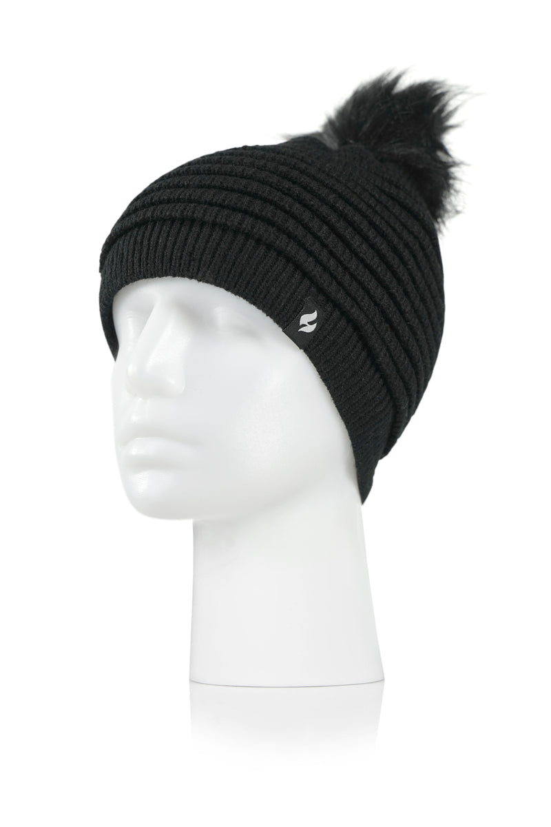 Cannes Ribbed Hat With Pom Pom For Women's