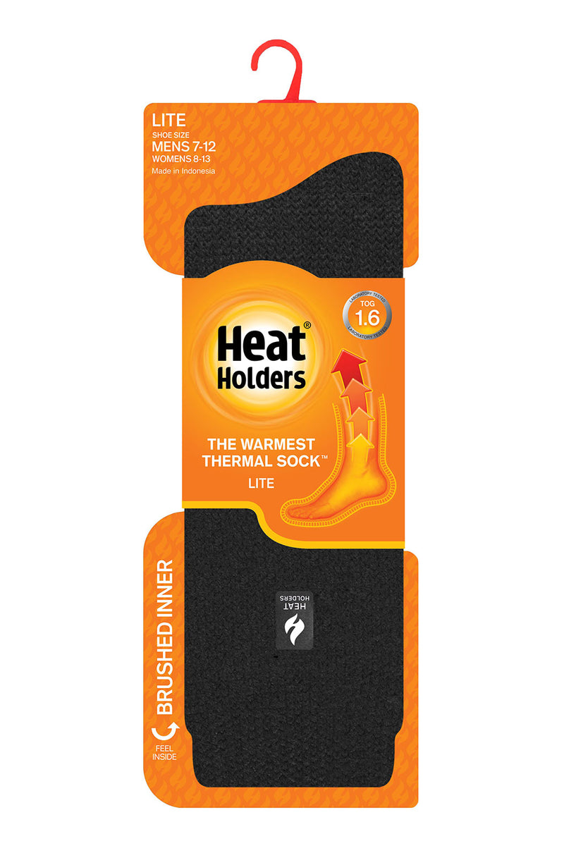 Heat Holders Men's Dunlin Lite Crew Thermal Sock Black - Pack