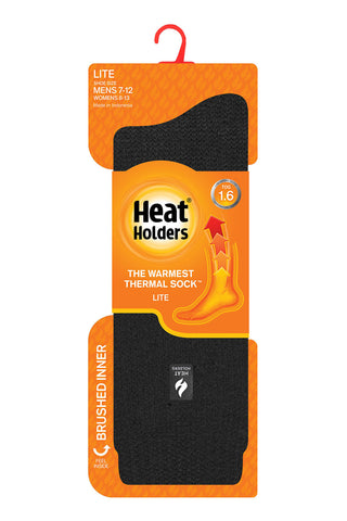 Heat Holders Men's Dunlin Lite Crew Thermal Sock Black - Pack