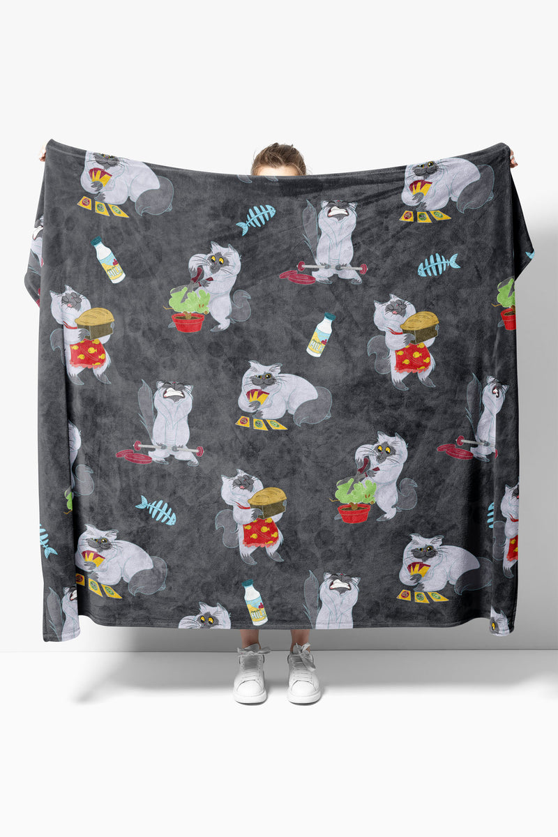 Heat Holders Busy Kitty Blanket Grey - Model