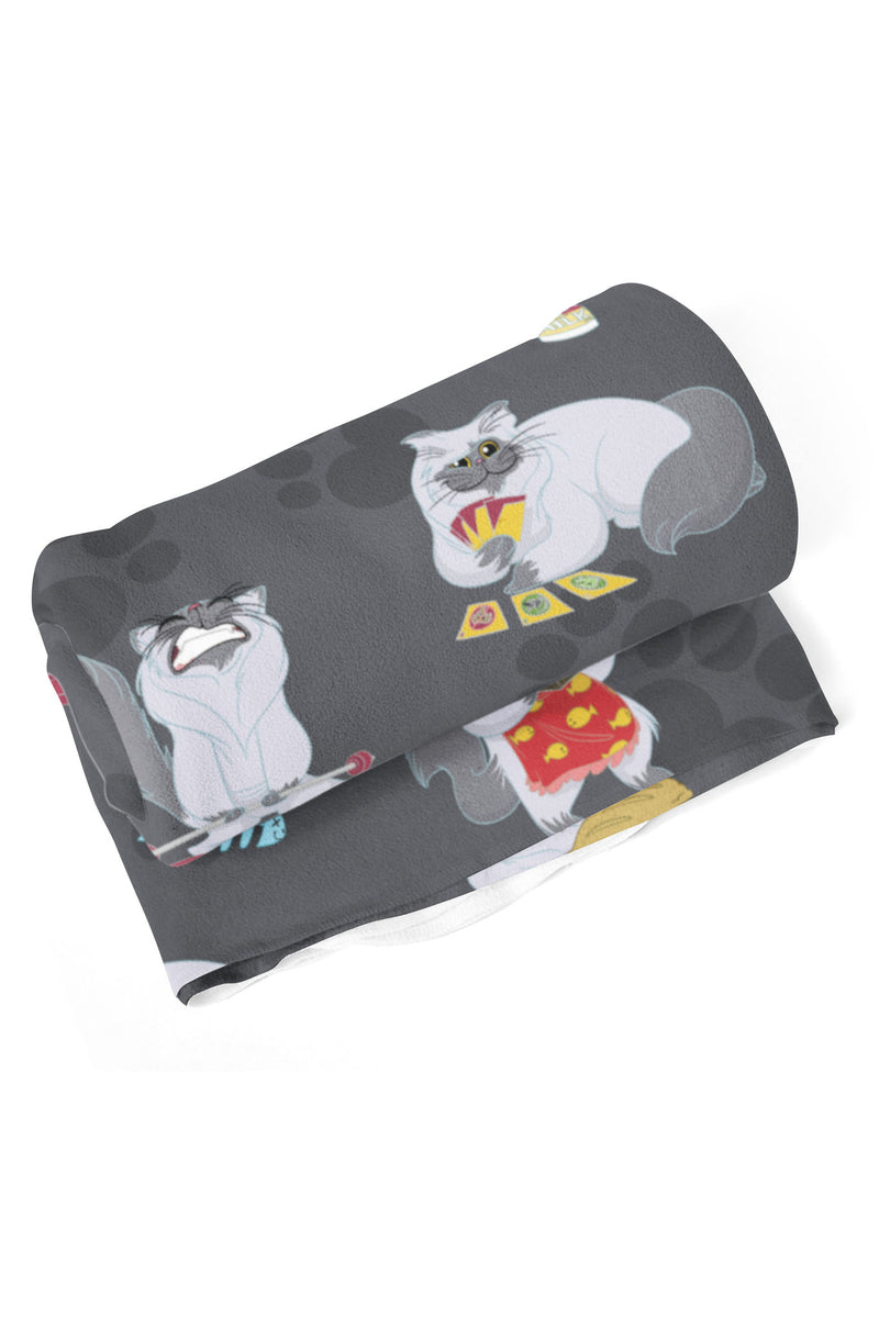 Heat Holders Busy Kitty Blanket Grey - Rolled