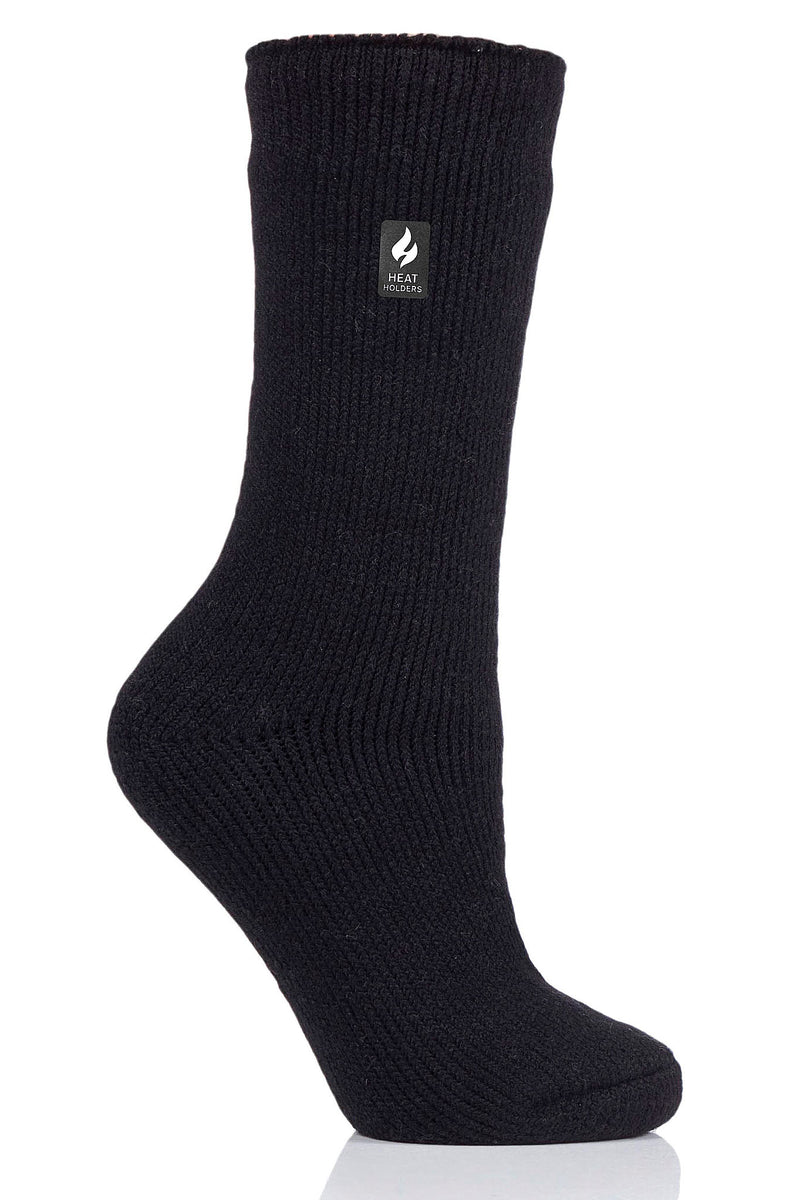 Heat Holders Camellia Women's Original Thermal Crew Sock Black - Big/Tall