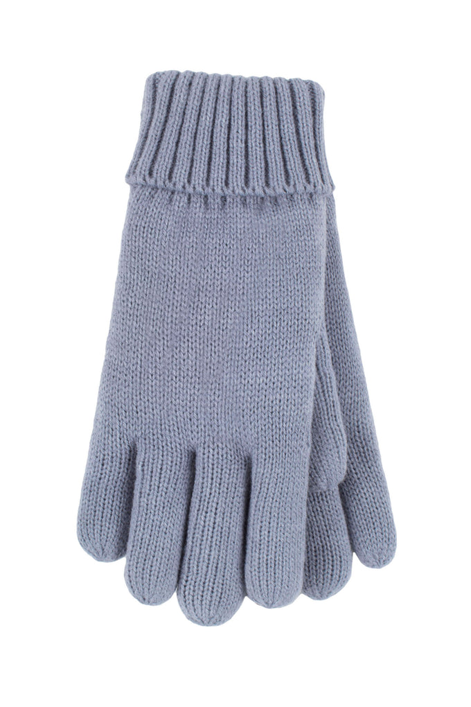 Heat Holders Carina Women's Flat Knit Gloves Dusty Blue #color_dusty blue