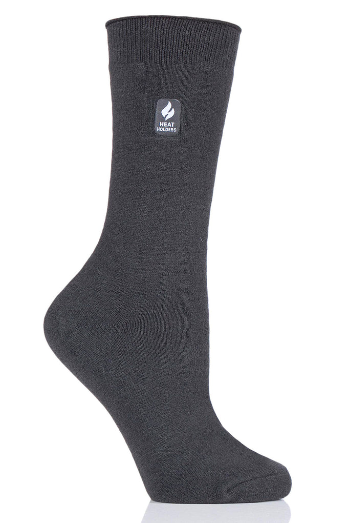 Heat Holders Women's Holly Ultra Lite Solid Thermal Crew Sock Charcoal #color_charcoal