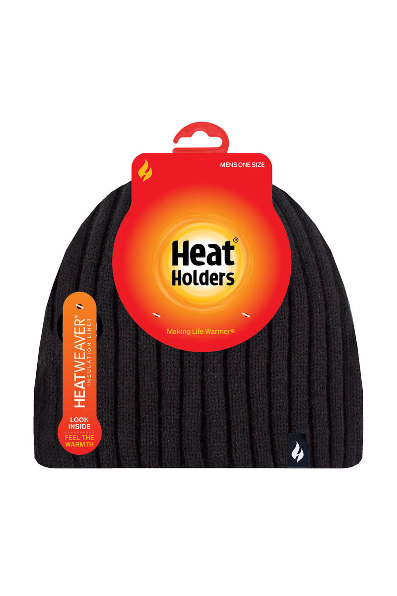 Heat Holders Hudson Fine Rib Hat Black - Packaging
