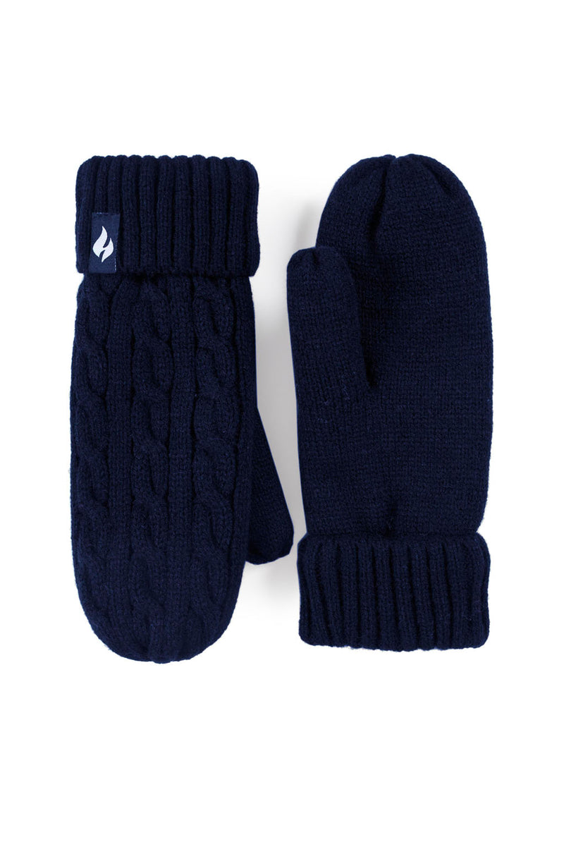 Heat Holders Women's Jackie Cable Knit Thermal Mittens Navy