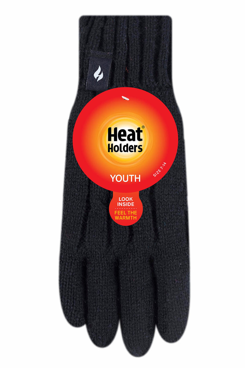 Heat Holders Kids' Glacier Peak Thermal Gloves Black - Packaging