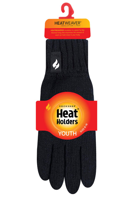 Heat Holders Kids' Storm Rider Thermal Gloves Black - Packaging