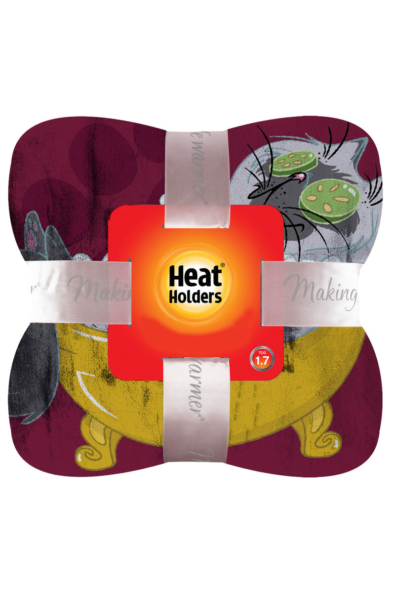 Heat Holders Lazy Kitty Blanket Raspberry