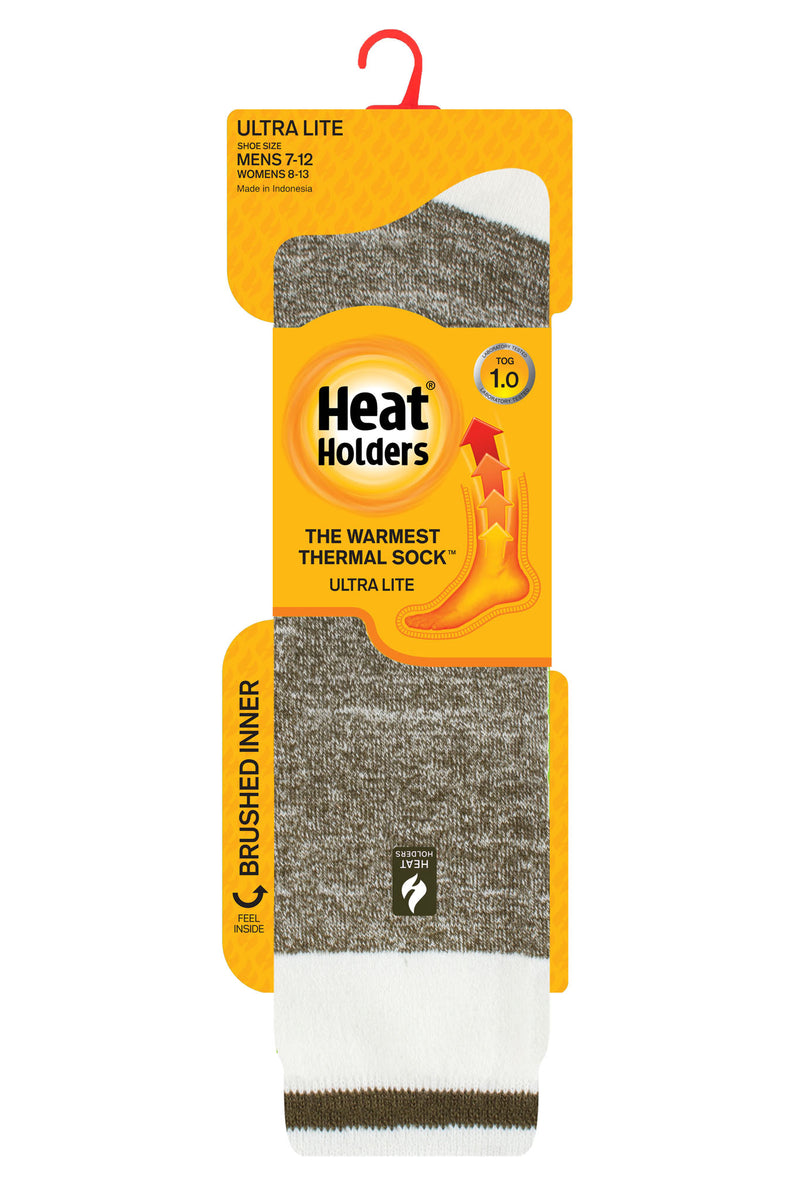 Heat Holders Men's Charlie ULTRA LITE Cream Block Twist Long Forest Green - Pack