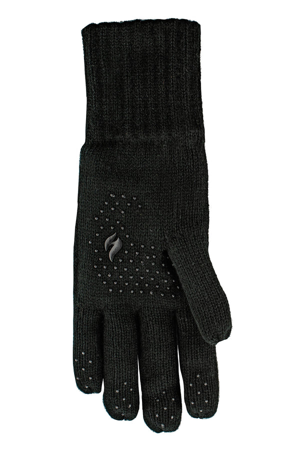 Heat Holders Men's Chase Flat Knit Silicone Grip Solid Thermal Glove Black #color_black