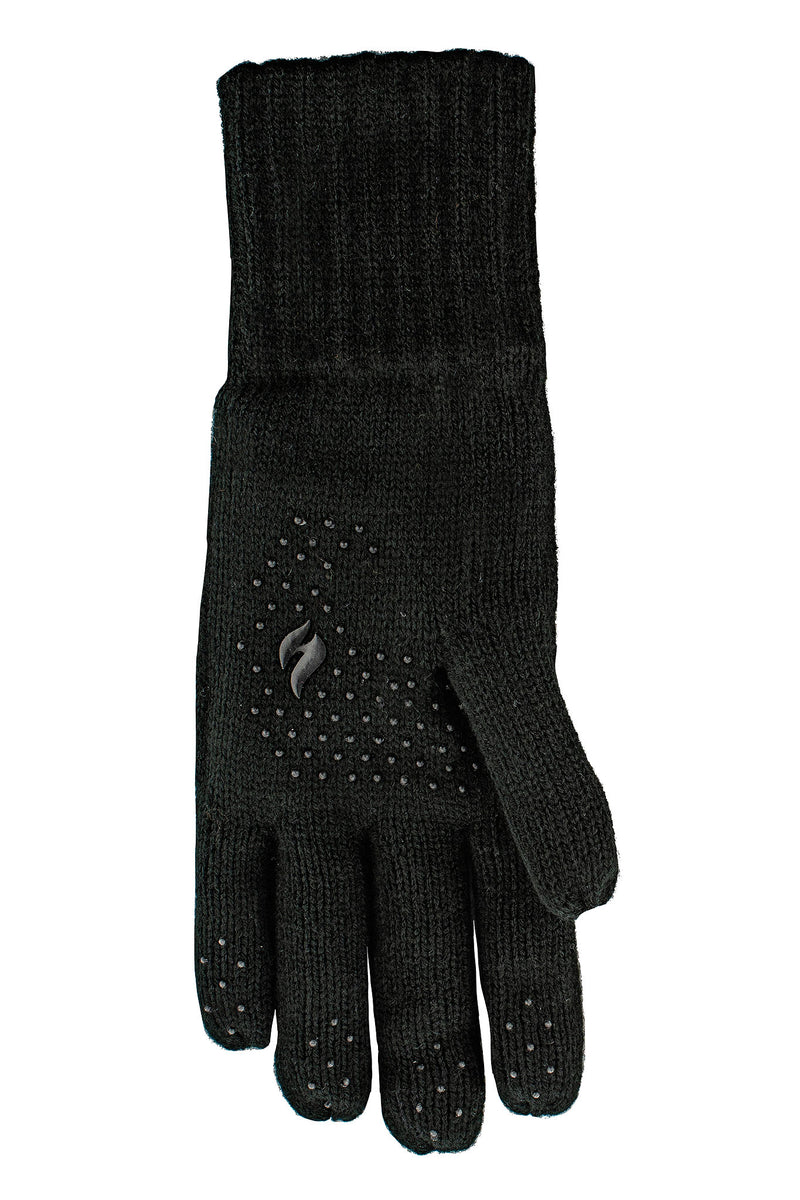 Heat Holders Men's Chase Flat Knit Silicone Grip Solid Thermal Glove Black
