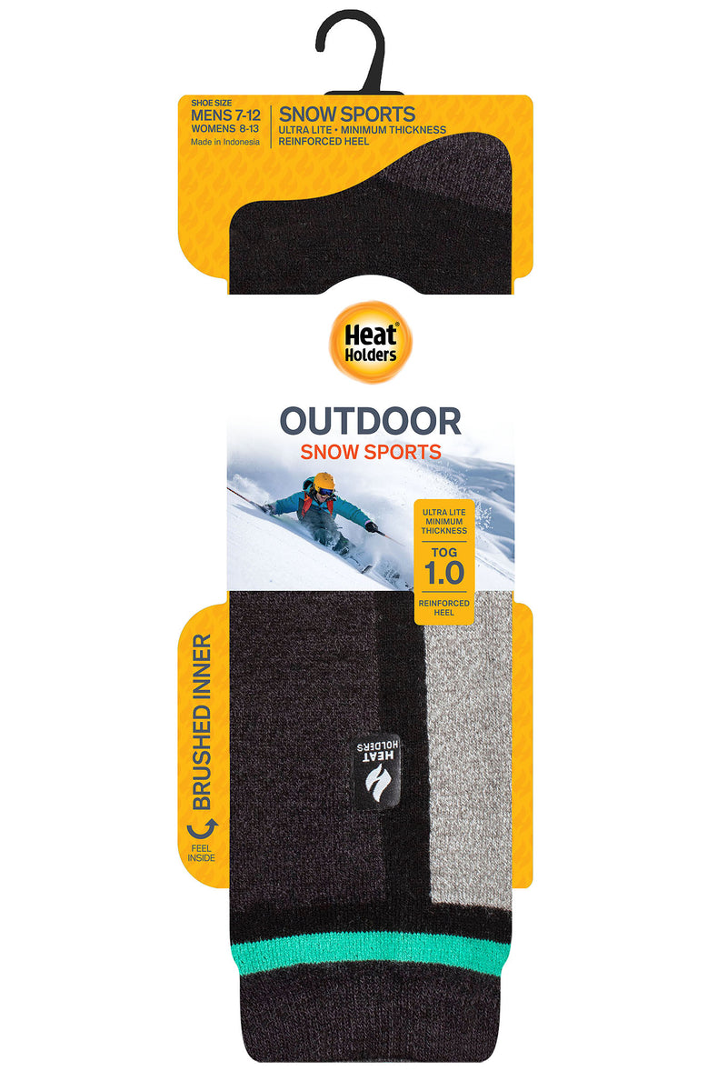 Heat Holders Men's Glacier Snowsports Long Thermal Sock Black/Green - Packaging