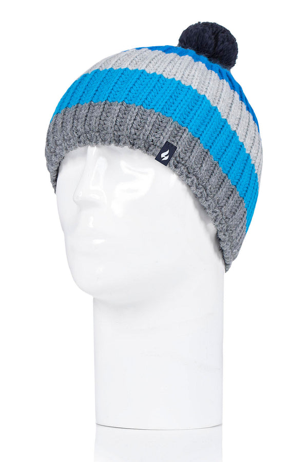 Heat Holders Mens Ian Snowsports Block Stripe Hat Grey/Blue #color_grey/blue