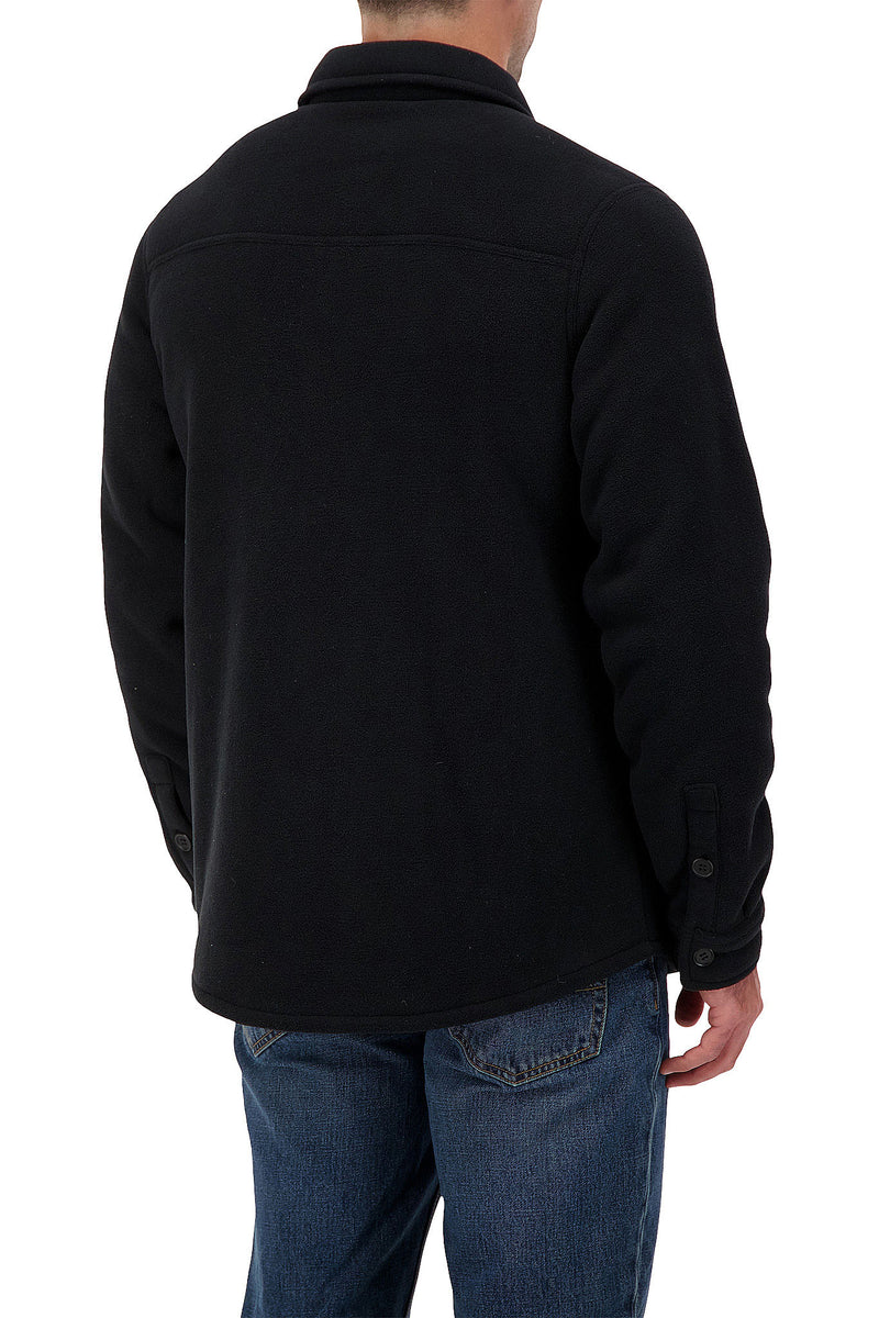 Heat Holders Mens Jax Long Sleeve Solid Shirt Jacket Black - Model Rear Side