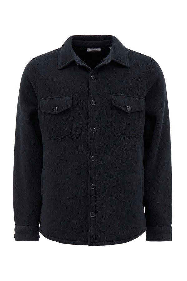 Heat Holders Mens Jax Long Sleeve Solid Shirt Jacket Black #color_black