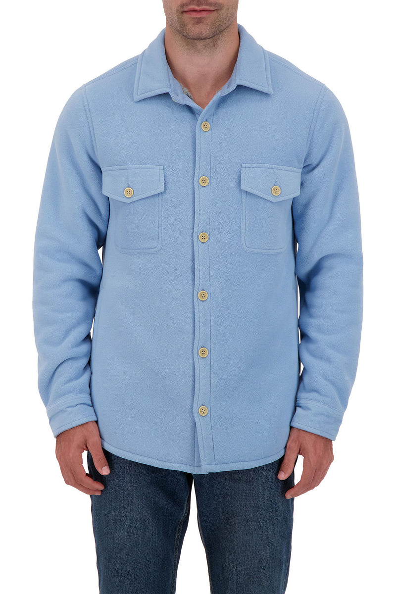 Heat Holders Mens Jax Long Sleeve Solid Shirt Jacket Chambray - Model