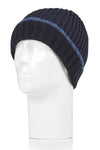 Heat Holders Mens Mark Rib Knit Chunky Twist Hat Navy/Denim #color_navy/denim