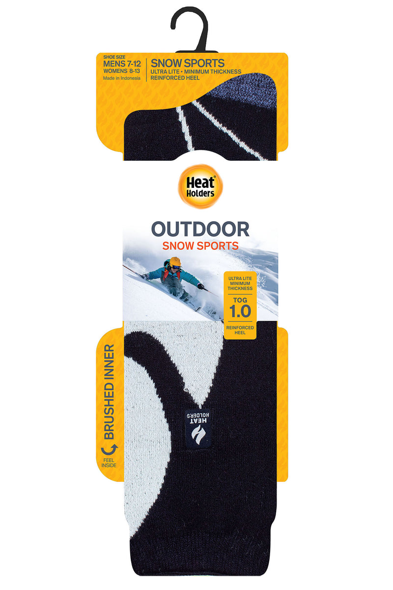 Heat Holders Men's Mogul Snowsports Long Thermal Sock Navy/Light Blue - Packaging