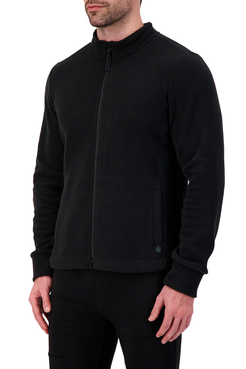 Heat Holders Men's Original Thermal Fleece Zip Jacket Black - Side Front