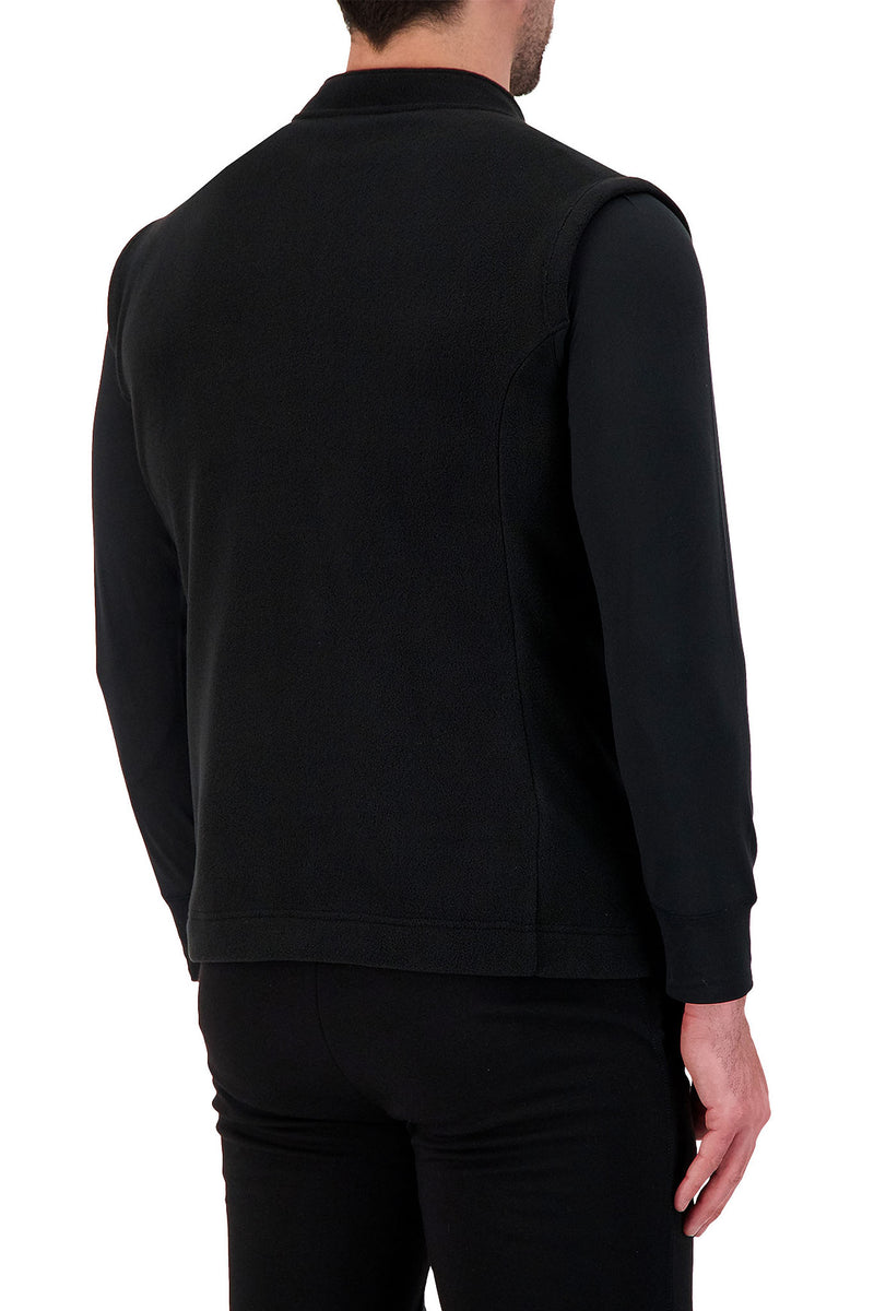 Heat Holders Men's Original Thermal Fleece Zip Vest Black - Side Rear