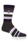 Heat Holders Men's Phillip Ultra Lite Multi Stripe Thermal Crew Sock Charcoal/Purple #color_charcoal/purple