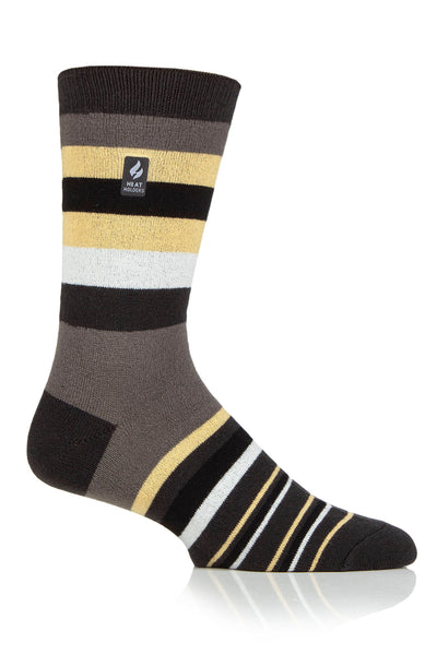 Heat Holders Men's Phillip Ultra Lite Multi Stripe Thermal Crew Sock Charcoal/Yellow #color_charcoal/yellow