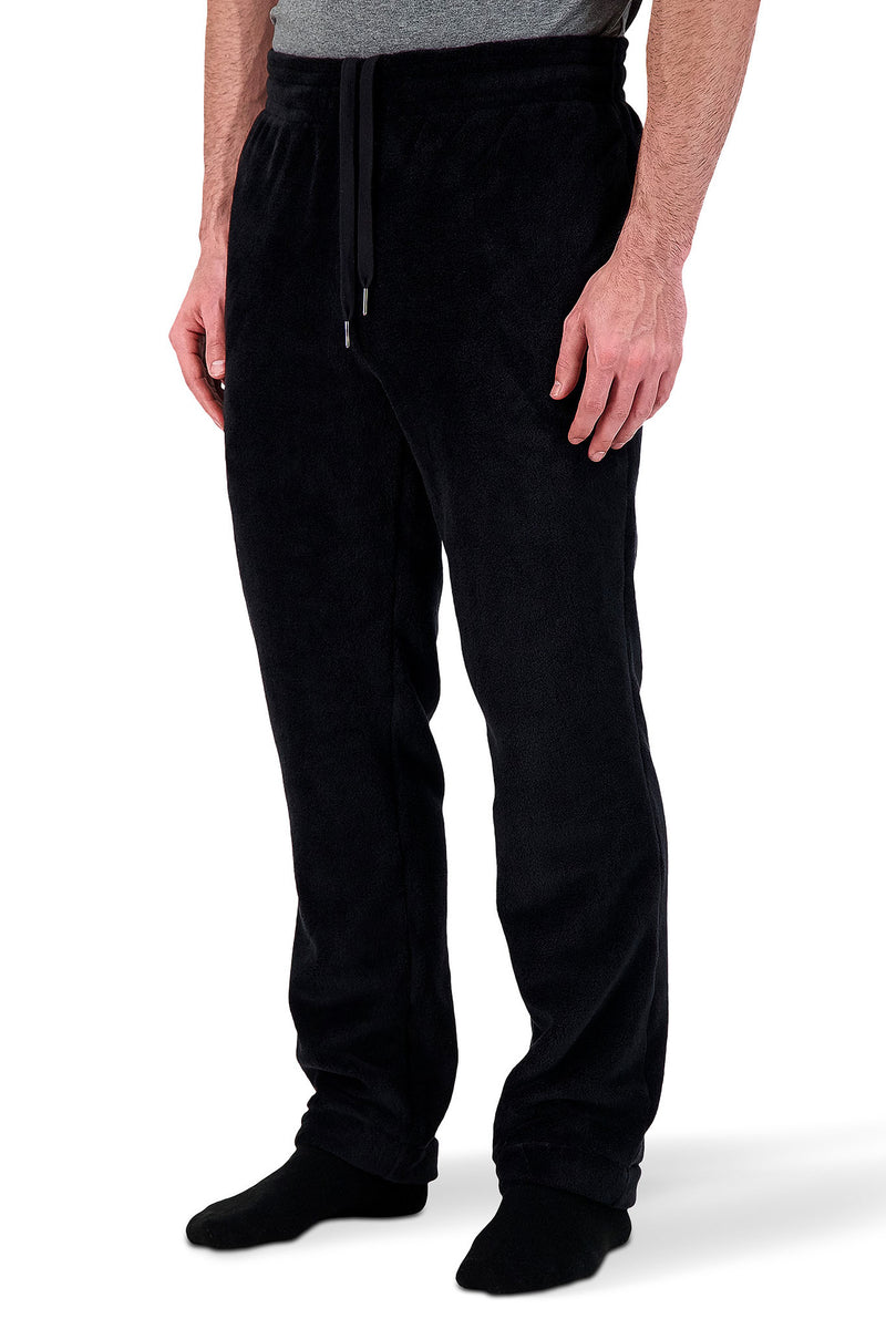 Heat Holders Men's Plush Lounge Fleece Pant Black - Front Side