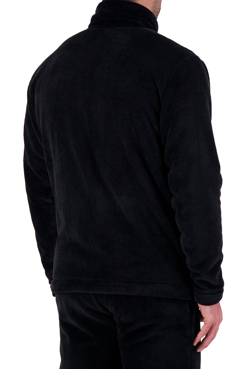 Heat Holders Men's Plush Zip-Front Fleece Jacket Black - Rear Side