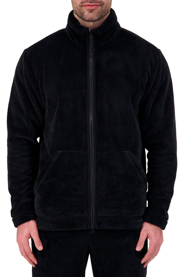 Heat Holders Men's Plush Zip-Front Fleece Jacket Black #color_black