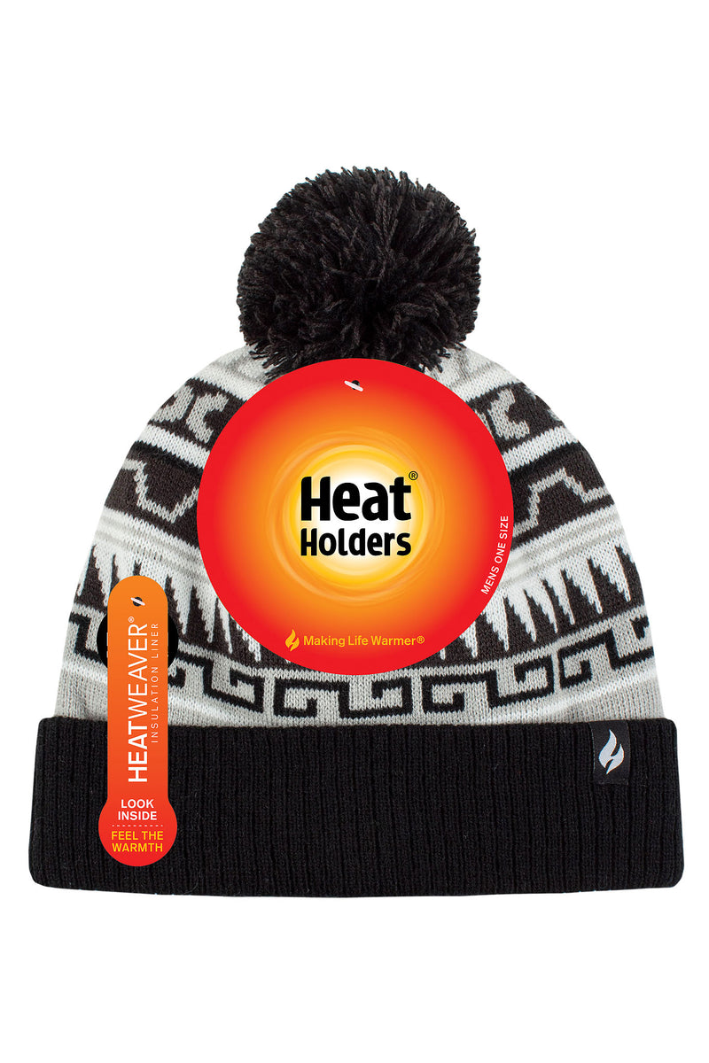 Heat Holders Men's Sawyer Snowsports Thermal Hat Black/Charcoal - Packaging