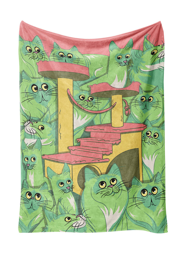Heat Holders My Precious Cat Print Thermal Blanket Personal Size Kiwi - Open View #color_kiwi