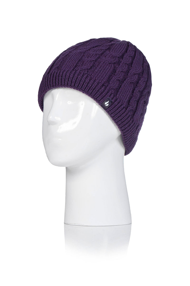 Heat Holders Women's Alesund Cable Knit Thermal Hat Purple
