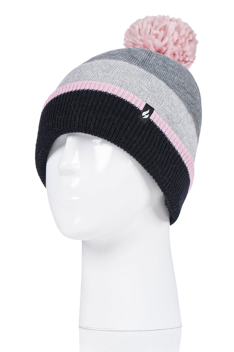 Heat Holders Women's Alps Flat Knit Snowsports Hat Grey/Pink