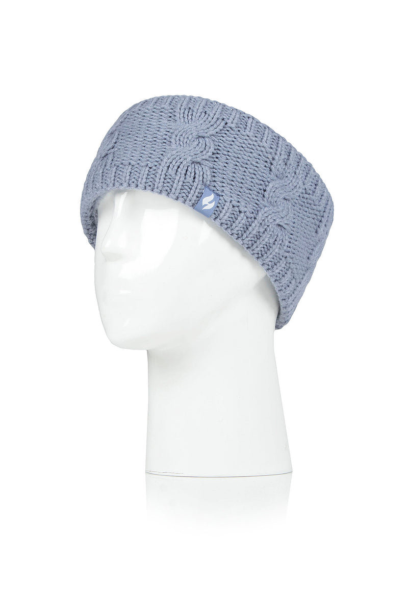 Heat Holders Women's Alta Cable Knit Thermal Headband Dusty Blue