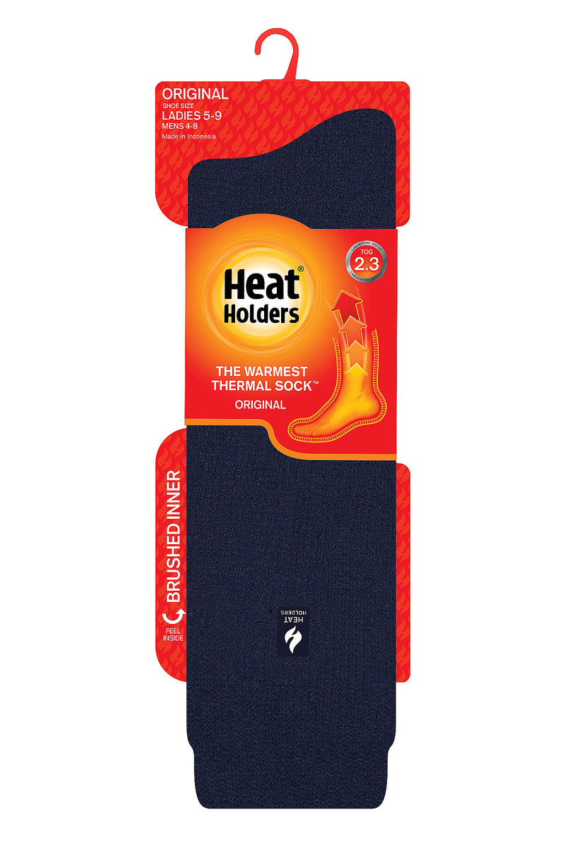 Heat Holders Women's Ashley Solid Long Thermal Sock Navy - Packaging