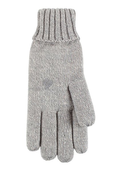 Heat Holders Women's Beth Flat Knit Silicone Grip Thermal Gloves Cloud Grey #color_cloud grey