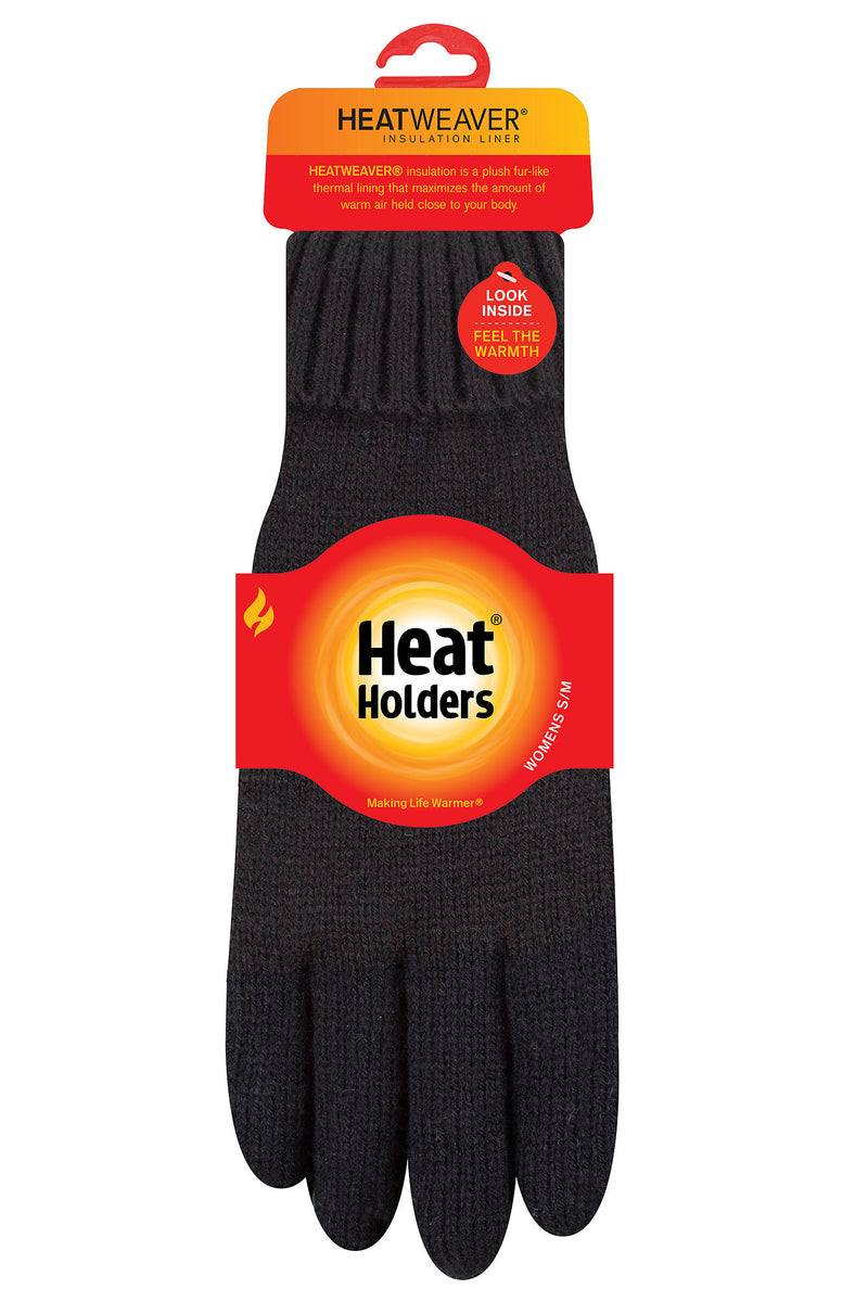 Heat Holders Carina Women's Flat Knit Gloves Black - Packaging