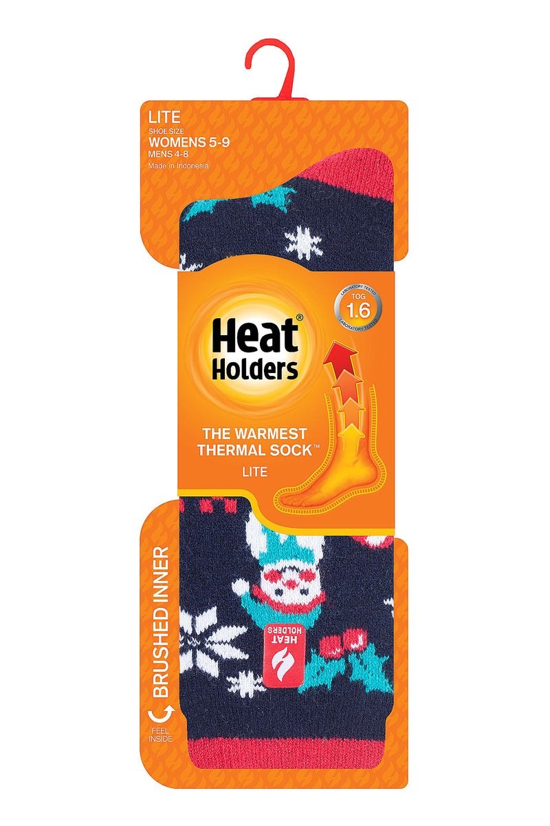Heat Holders Women's Carol Lite Festive Thermal Crew Sock Christmas Pattern - Packaging
