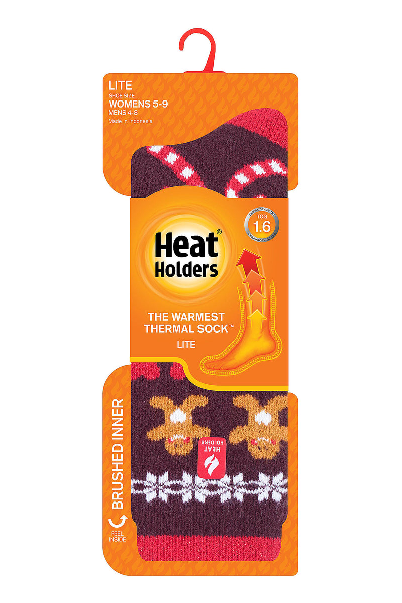 Heat Holders Women's Carol Lite Festive Thermal Crew Sock Gingerbread - Packaging