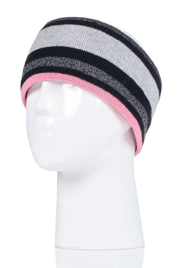 Heat Holders Women's Everest Snowsports Stripe Headband Black/Bright Pink #color_black/bright pink