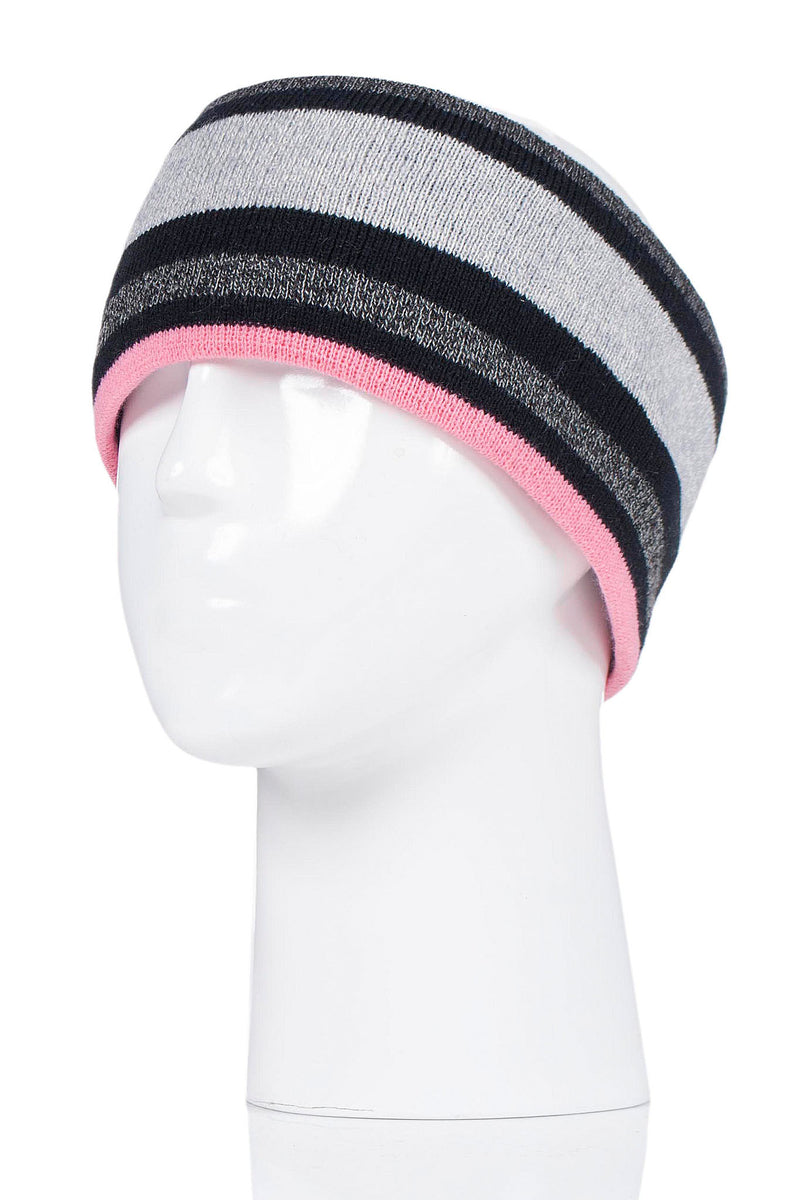 Heat Holders Women's Everest Snowsports Stripe Headband Black/Bright Pink
