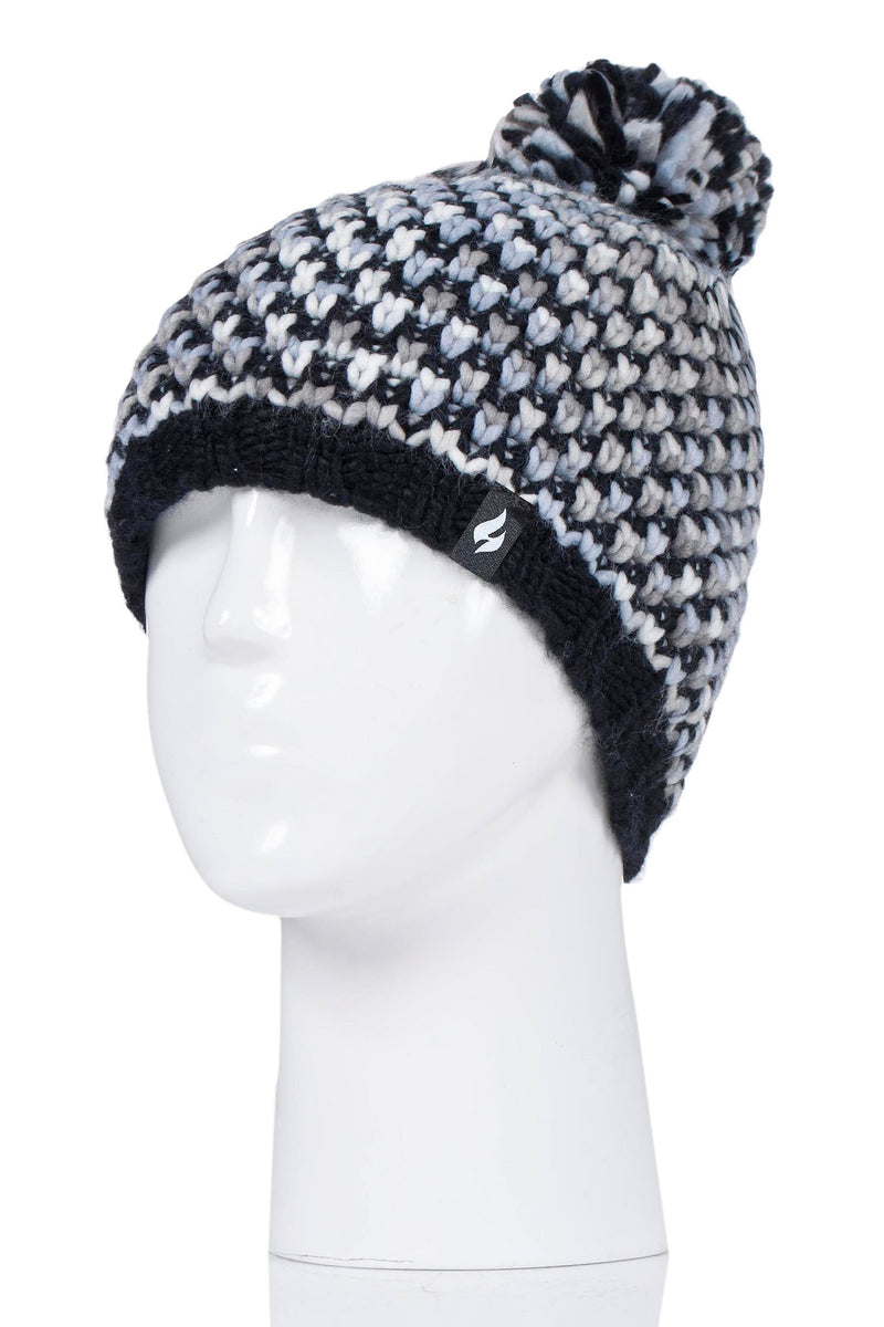 Heat Holders Women's Katelyn Textured Knit Thermal Hat Black