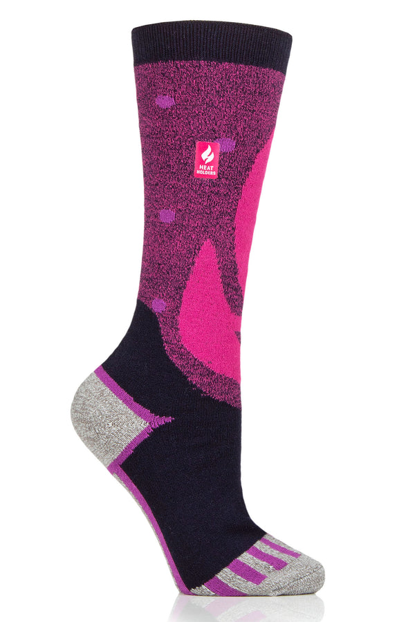 Heat Holders Women's Kelly Snowsports Long Thermal Sock  Raspberry/Navy #color_raspberry/navy