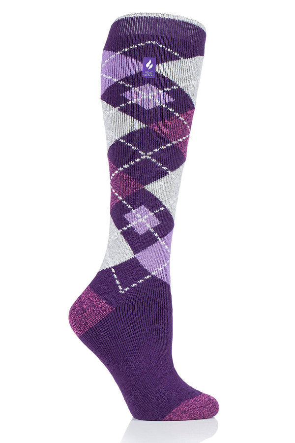 Heat Holders Women's Mahonia Lite Jacquard Argyle Long Thermal Sock Purple #color_purple