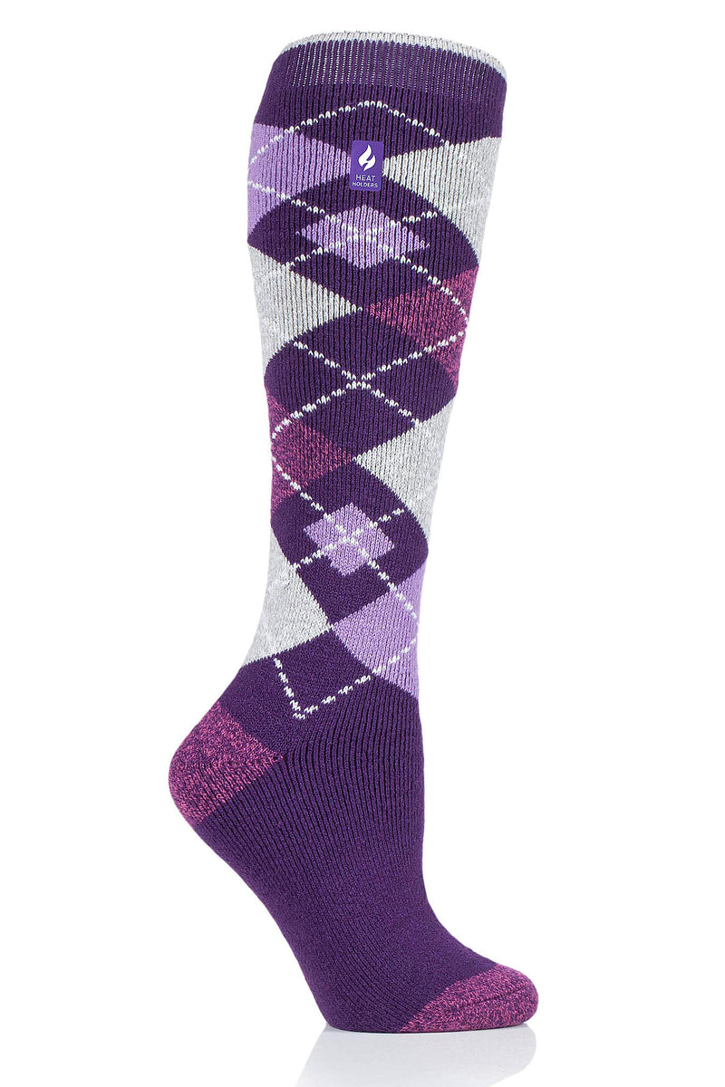 Heat Holders Women's Mahonia Lite Jacquard Argyle Long Thermal Sock Purple