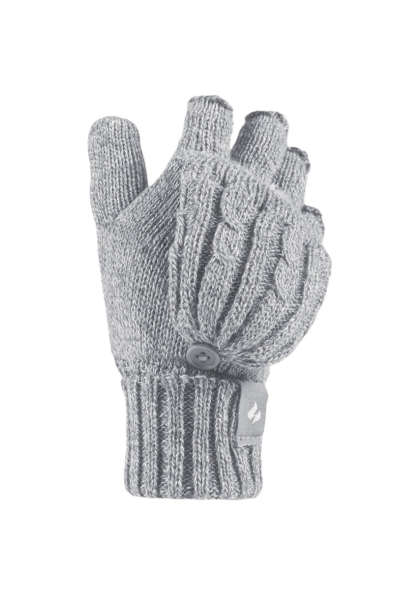 Heat Holders Women's Melinda Cable Knit Thermal Converter Gloves Cloud Grey