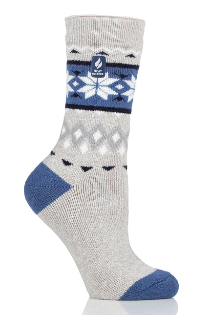 Heat Holders Women's Melissa Lite Fairisle Thermal Crew Sock Light Grey/Cream #color_light grey/cream