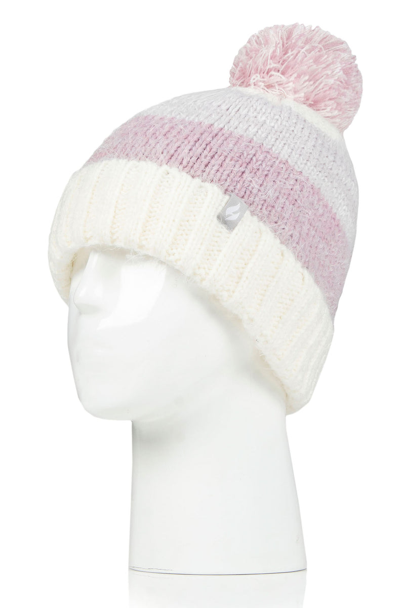 Heat Holders Women's Sloane Feather Knit Roll Up Thermal Hat Pink